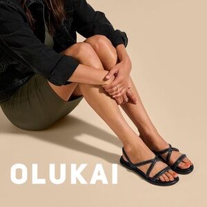 NEW Olukai Black Tiare Sling Back Strappy Arch Support Sandal 9 NWT